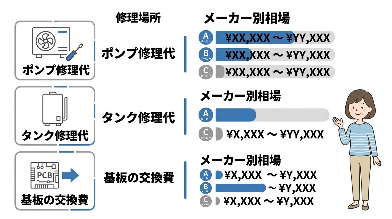エコキュートの修理料金相場とメーカー別の目安