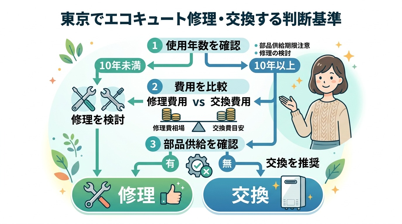 東京でエコキュート修理・交換する判断基準
