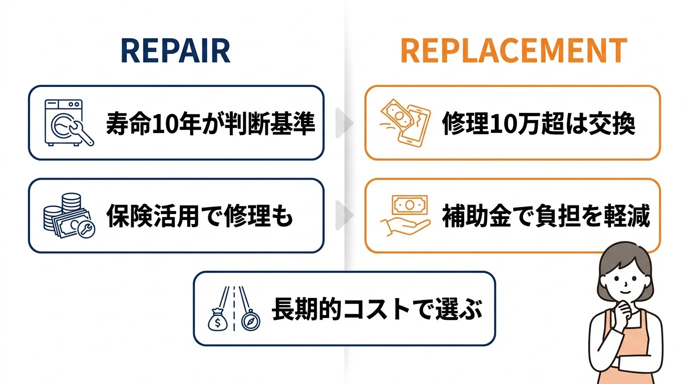 修理か交換かを決める寿命と補助金の判断基準