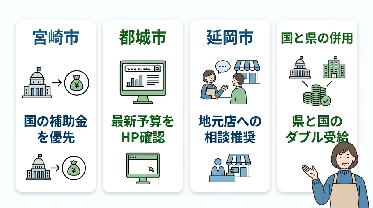 宮崎県内の各自治体による独自補助金