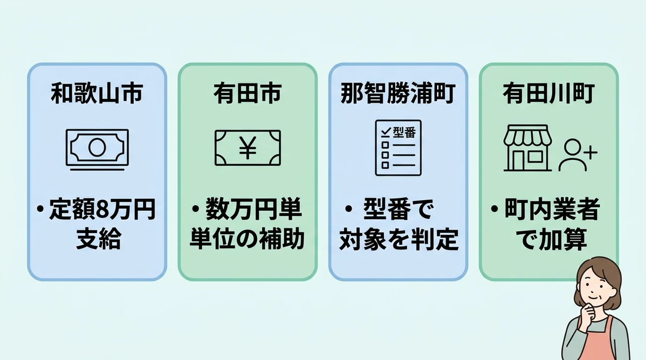 和歌山県内の各自治体による独自補助金