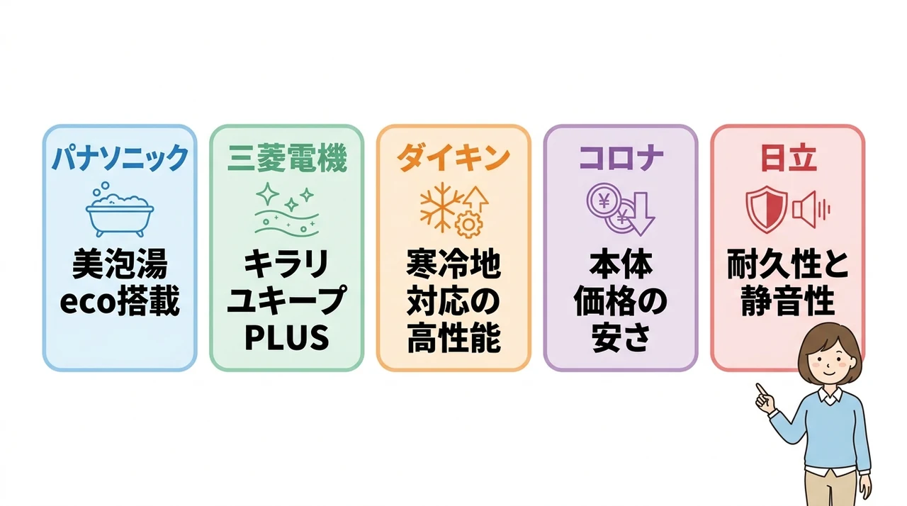 主要メーカーのエコキュート交換比較ポイント