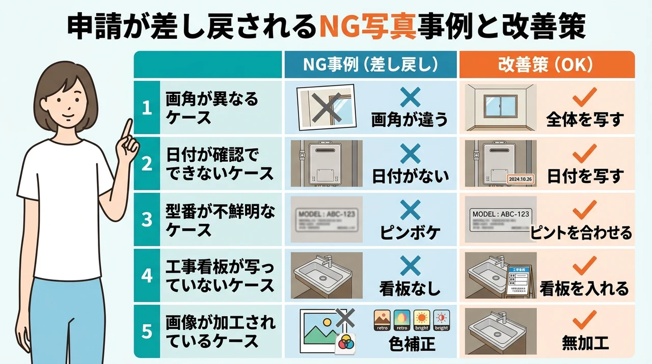 申請が差し戻されるNG写真事例と改善策