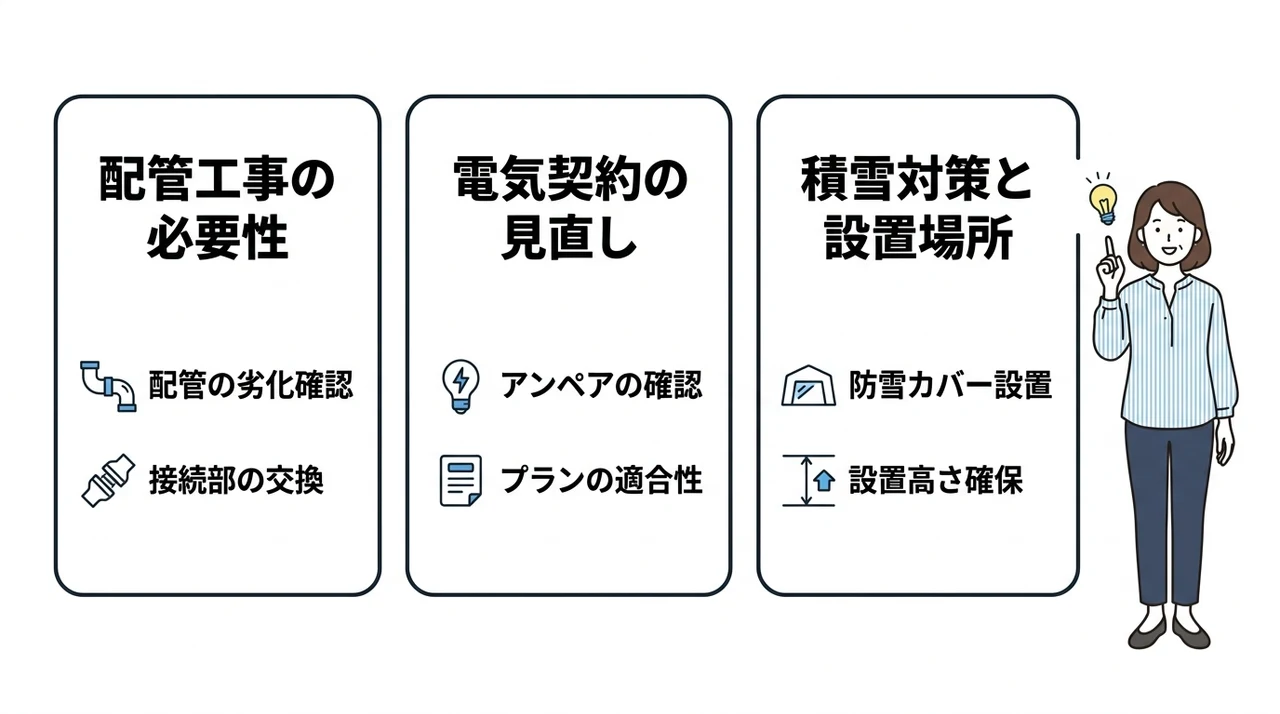 エコキュート交換時に確認すべき付帯工事と注意点