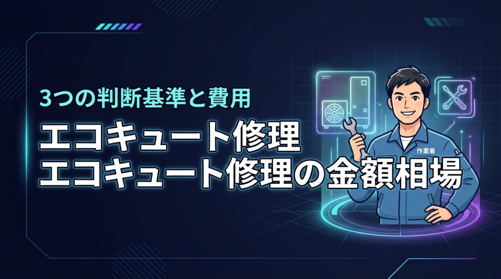 エコキュートの修理にかかる金額相場はどのくらい？部位別の費用と3つの判断基準