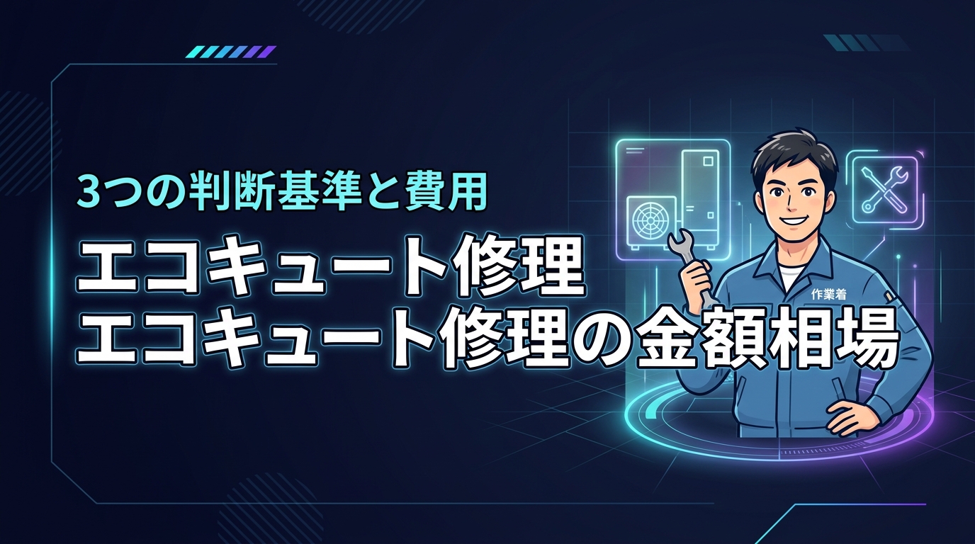 エコキュートの修理にかかる金額相場はどのくらい？部位別の費用と3つの判断基準