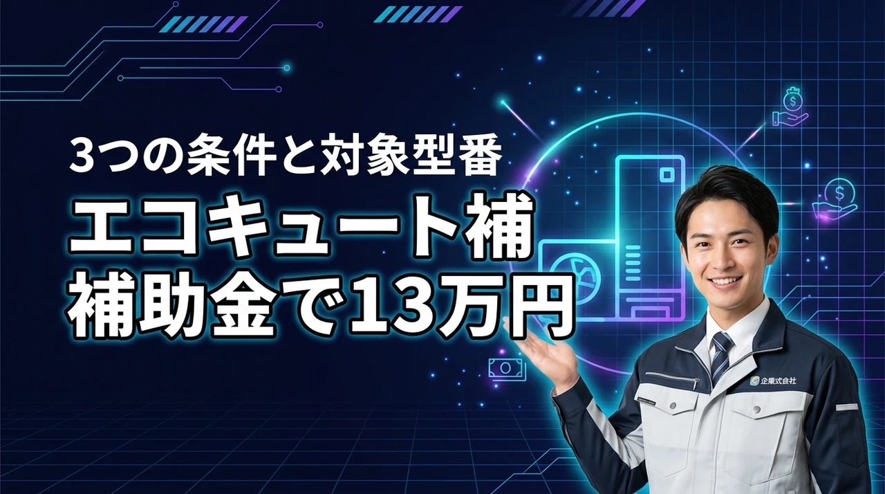 エコキュートの補助金で13万円をもらうための3つの条件と対象型番まとめ